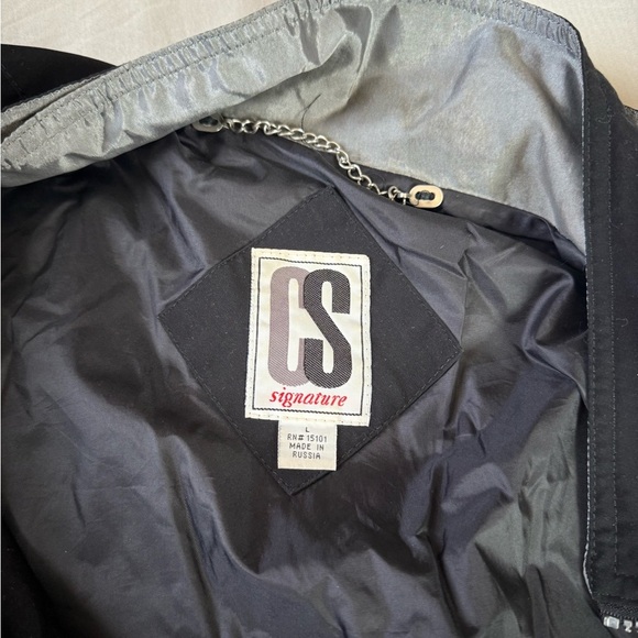 Vintage CS Signature Black Winter Fall Jacket Size Large Made in Russia - Picture 3 of 4